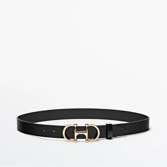 Zara Leather Belt with Double Buckle - Size S/80cm Zara Women main image 2